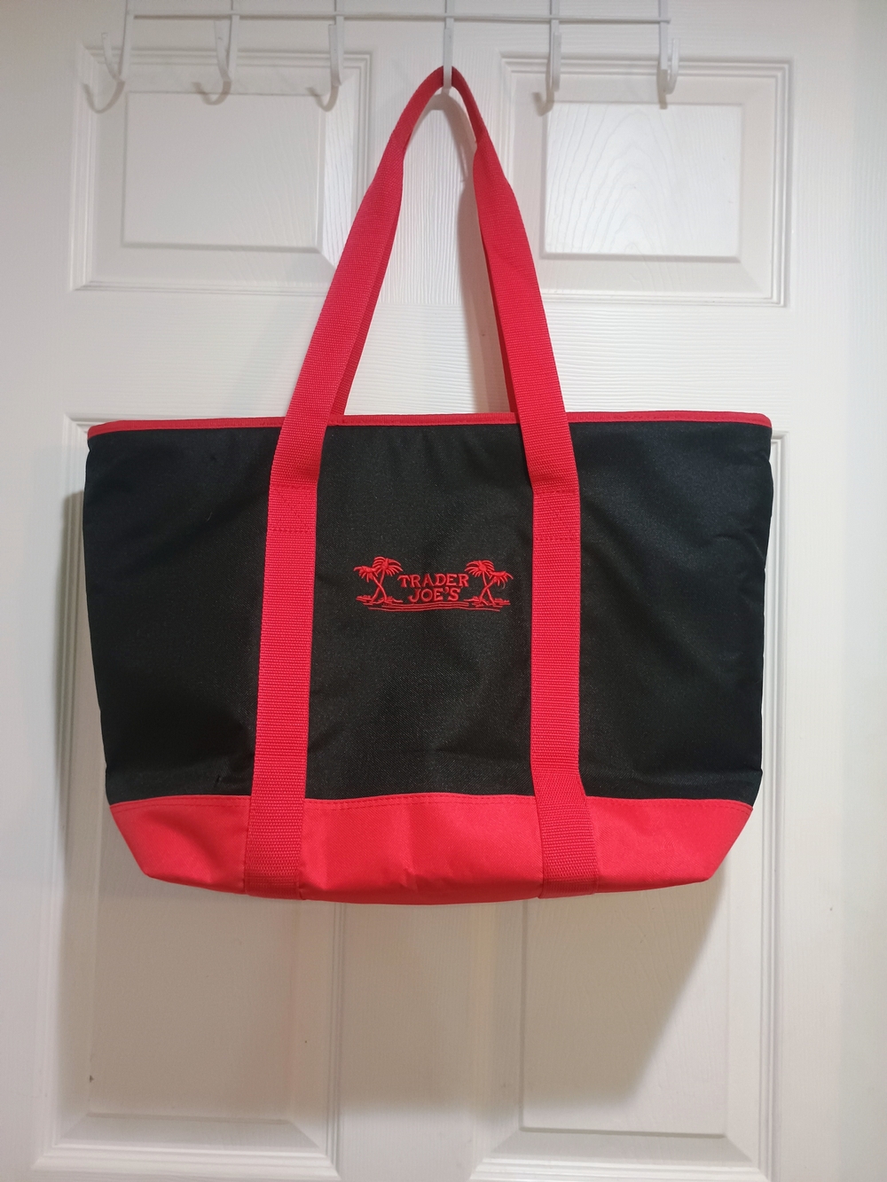 Trader Joe's Black and Red Insulated Travel Tote Bag